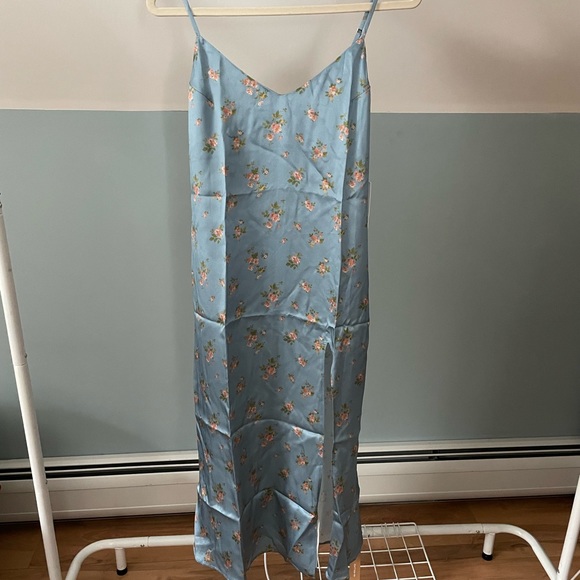 Reformation Blue Floral Slip Midi Dress Silk - Picture 4 of 9